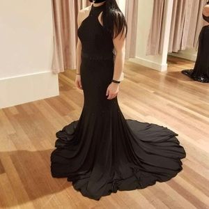 Jovani black high neck prom dress
